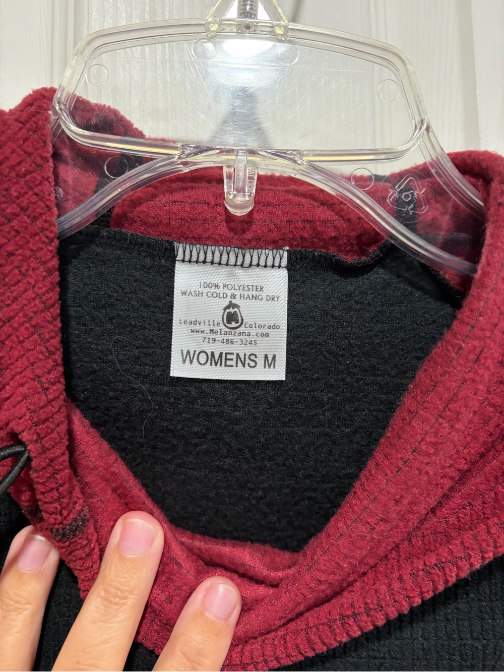 Melanzana Women’s Medium Micro Grid Hoodie Black Dark Red Jacket GUC Microgrid - Picture 6 of 7